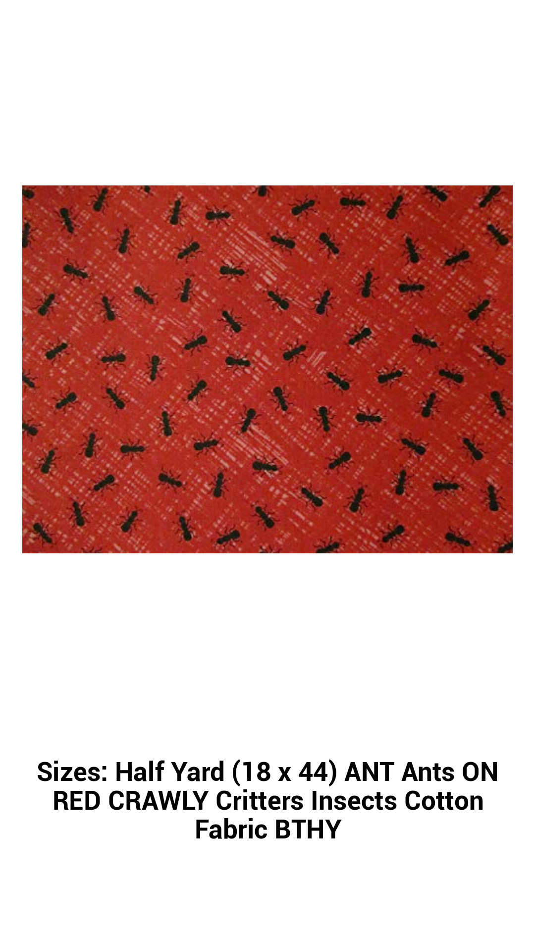 Vibrant Red Ants Cotton Fabric - Half Yard (18 x 44) for Creative Sewing Projects