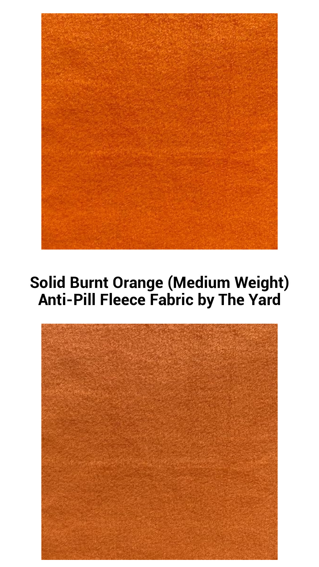 Solid Burnt Orange (Medium Weight) Anti-Pill Fleece Fabric by The Yard Solid Burnt Orange (Medium Weight) Anti-Pill Fleece Fabric by The Yard