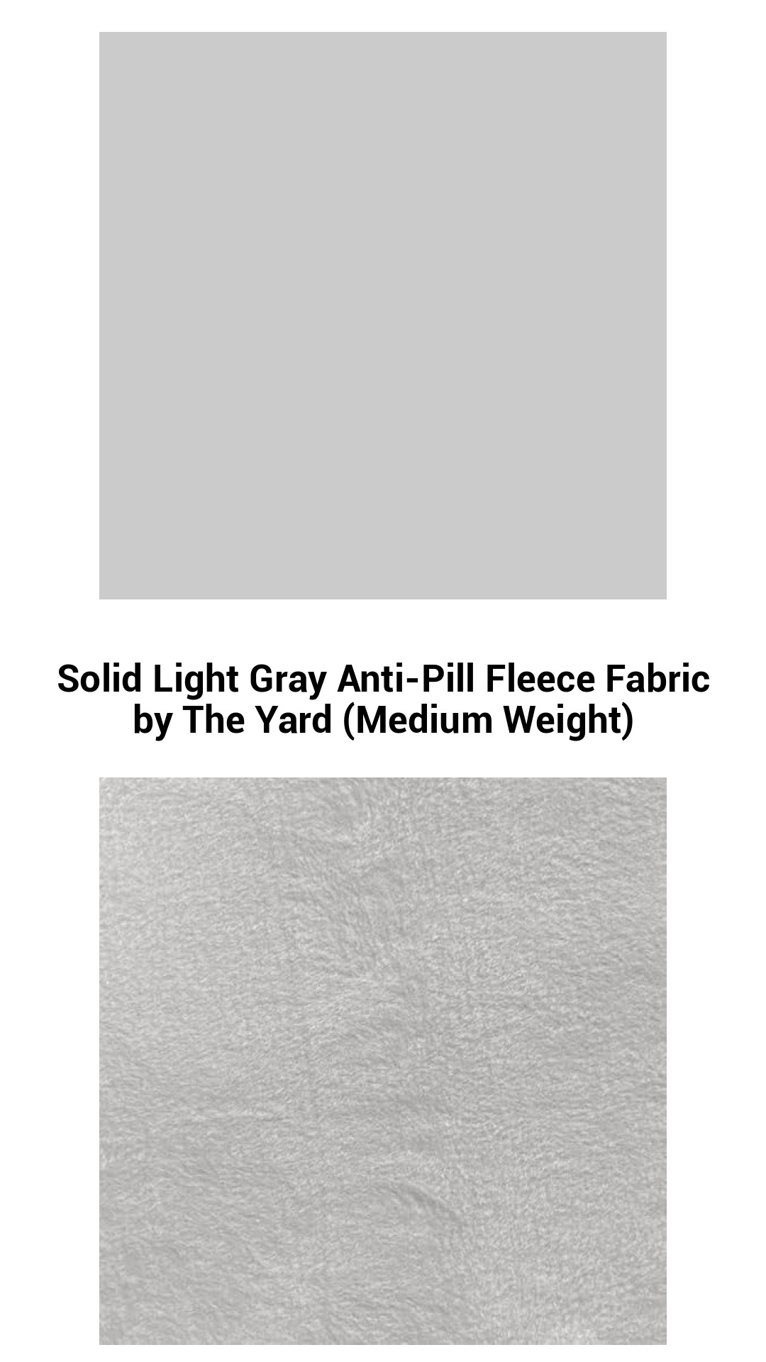 Luxurious Light Gray Anti-Pill Fleece Fabric by the Yard - Premium Medium Weight Material for Crafting and Sewing