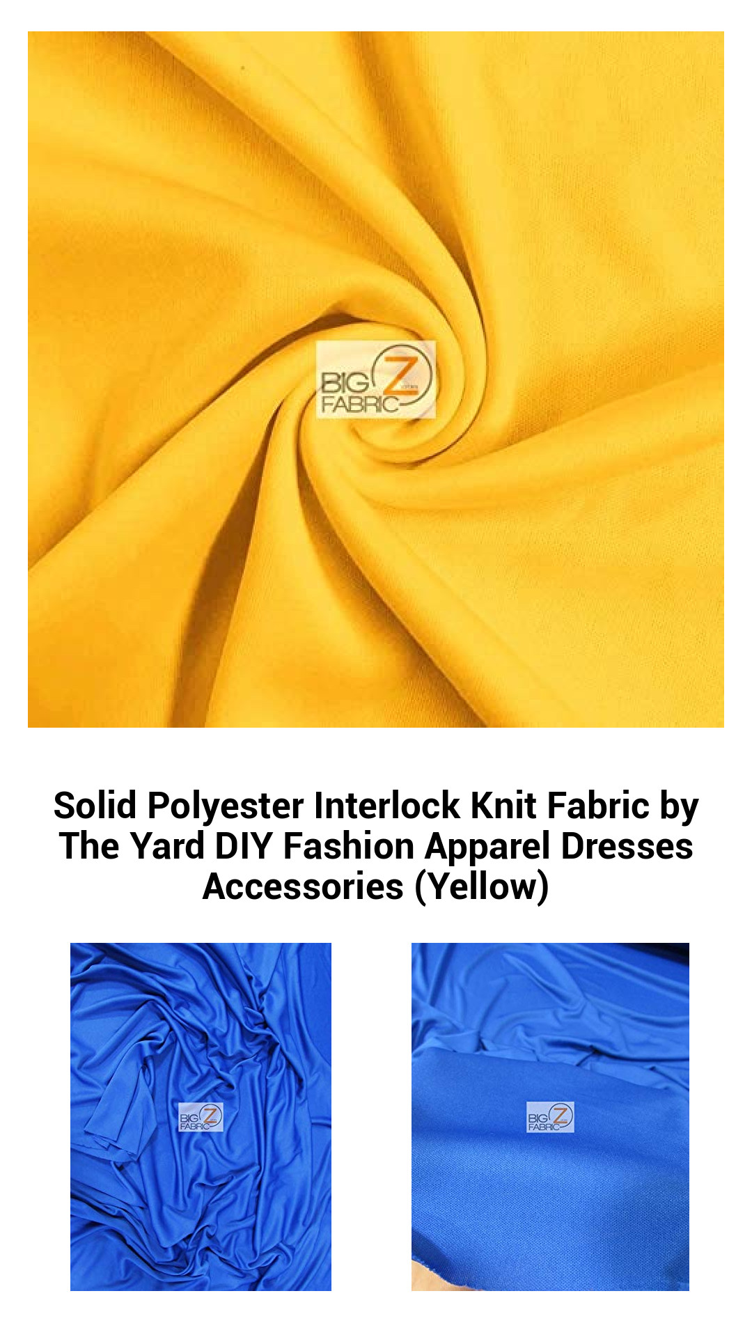 Premium Yellow Solid Polyester Interlock Knit Fabric for Trendy DIY Fashion, Apparel & Accessories by The Yard