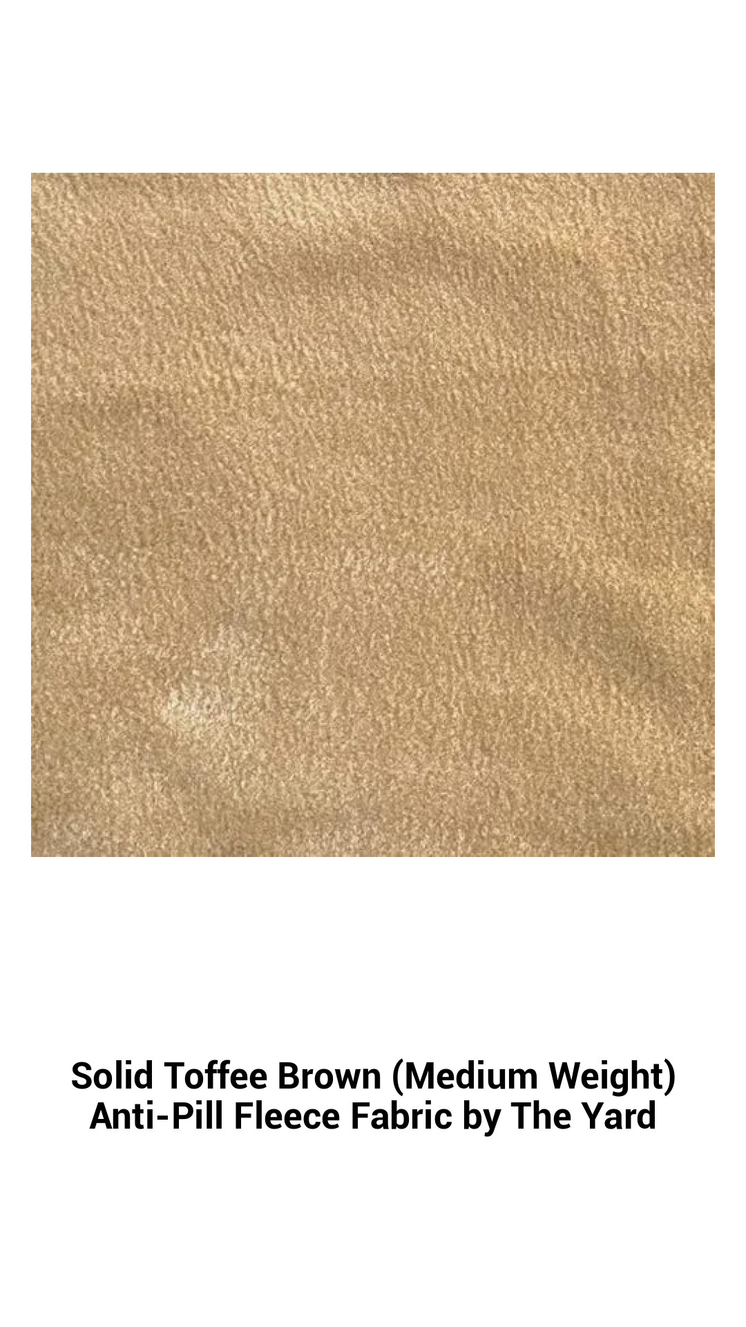 Luxurious Solid Toffee Brown Anti-Pill Fleece Fabric - Premium Medium Weight, Soft and Durable by the Yard