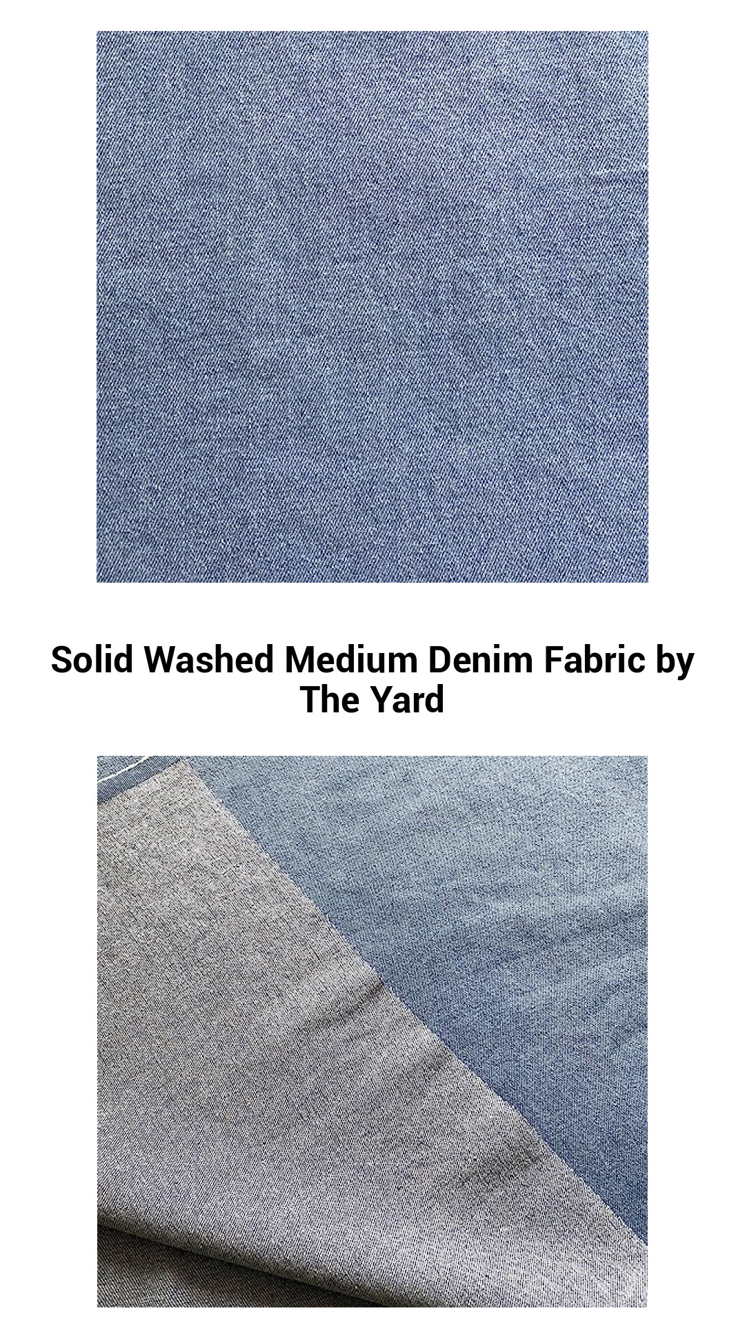 Premium 100% Cotton Washed Medium Denim Fabric - Versatile and Durable Fabric by the Yard for All Your Creative Projects