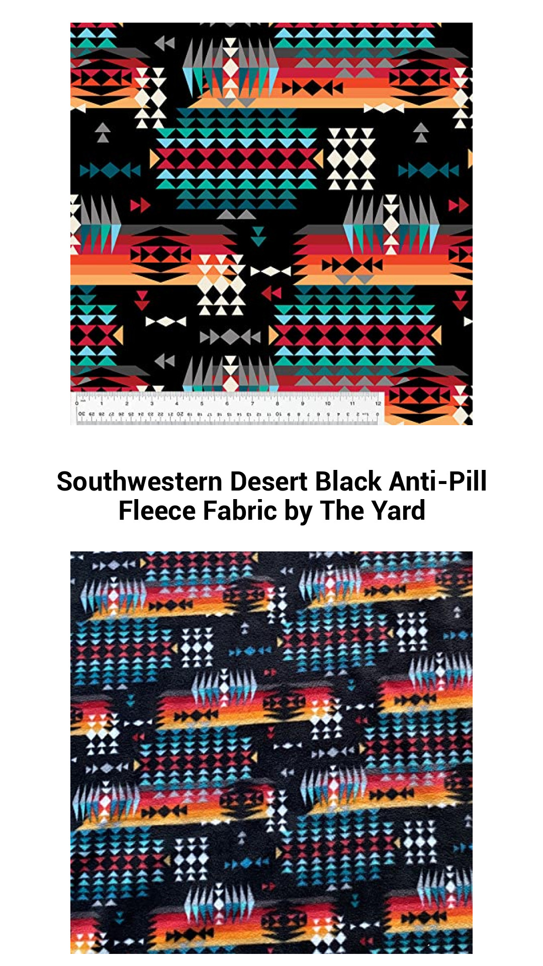 Luxurious Southwestern Desert Black Anti-Pill Fleece Fabric – Soft, Durable, and Vibrant Prints by The Yard