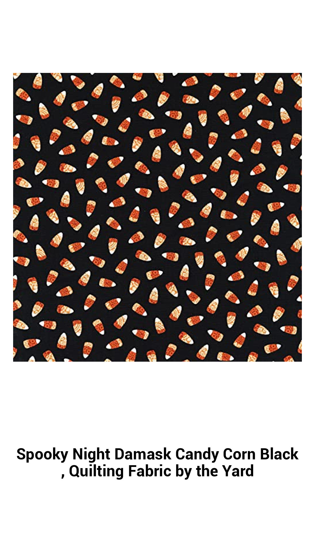 Enchanting Spooky Night Quilting Fabric - Black Damask Candy Corn Design to Elevate Your Halloween Projects