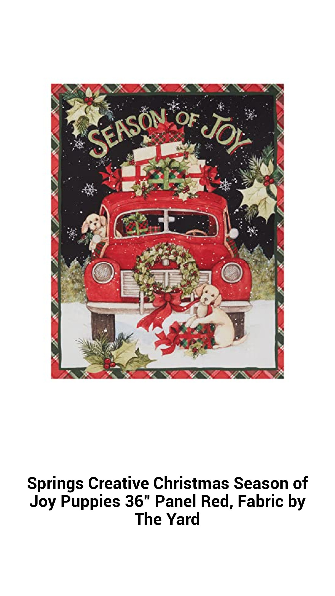 Charming Christmas Puppies 36-Inch Fabric Panel in Vibrant Red - Perfect for Quilting and Crafting