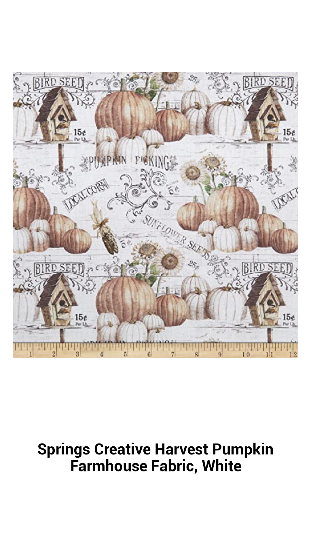 Farmhouse-Inspired Harvest Pumpkin Fabric by Springs Creative – Versatile 100% Cotton for Quilting, Crafts, and Home Décor