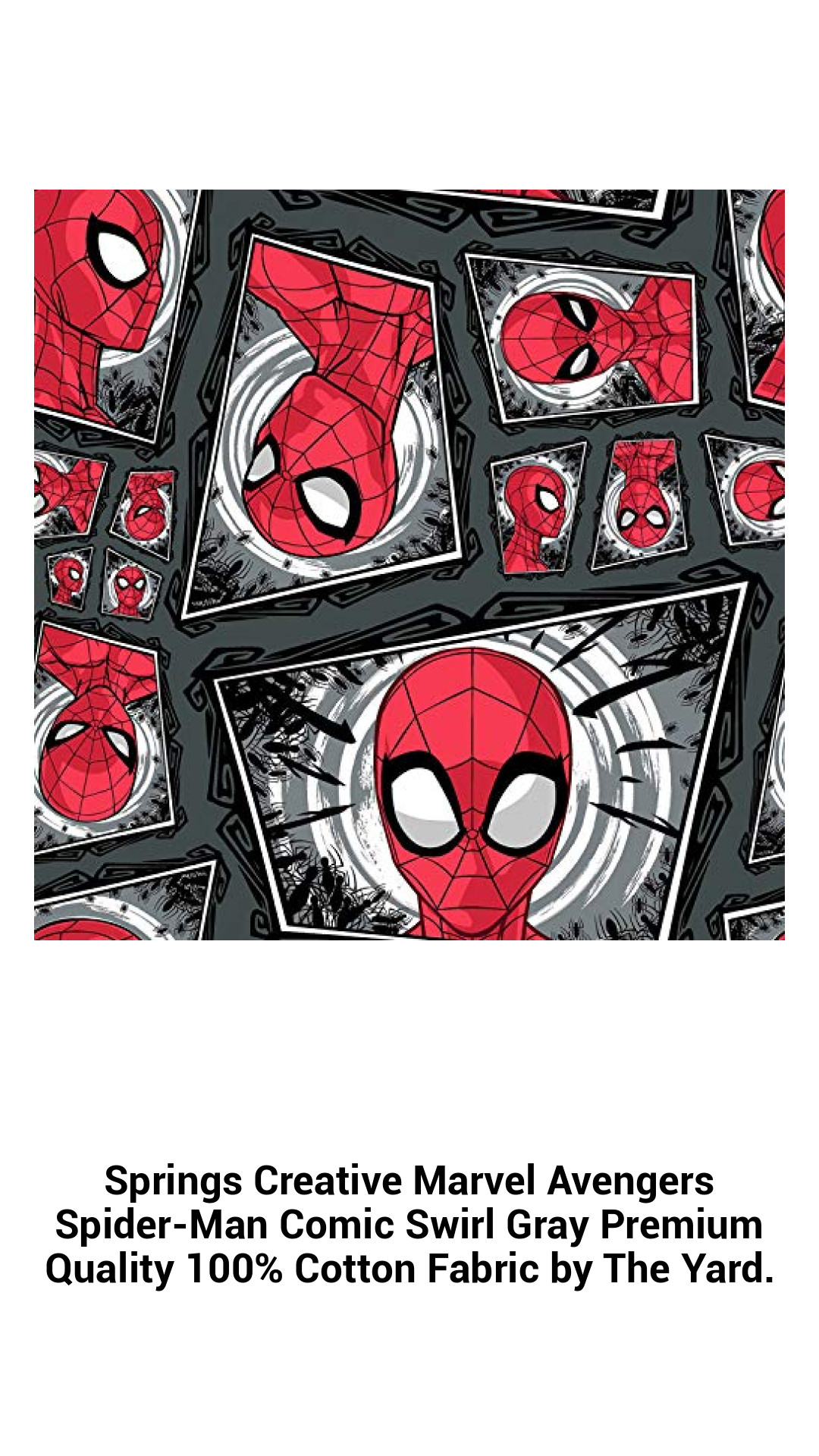 Springs Creative Marvel Avengers Spider-Man Comic Swirl Gray Premium Quality 100% Cotton Fabric by The Yard. Springs Creative Marvel Avengers Spider-Man Comic Swirl Gray Premium Quality 100% Cotton Fabric by The Yard.