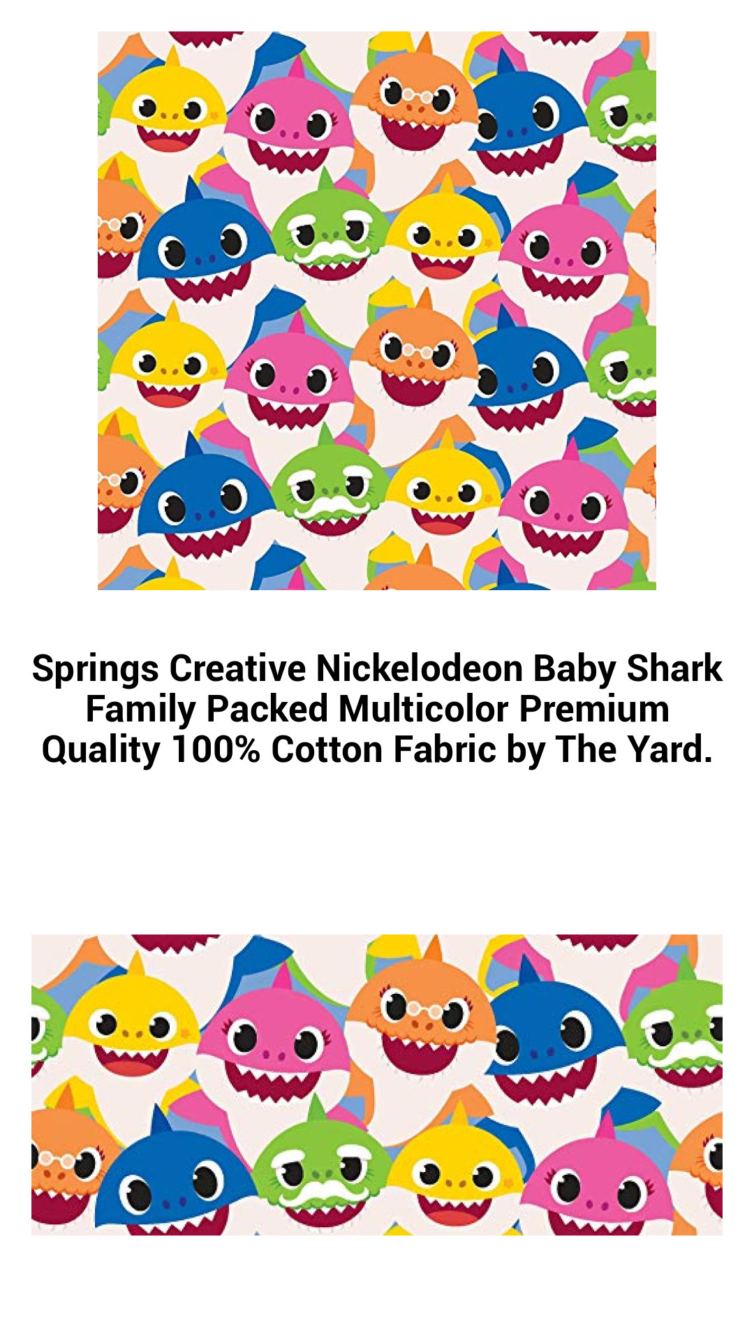 Vibrant 100% Cotton Baby Shark Family Fabric – Premium Quality Multicolor Material for Creative Projects