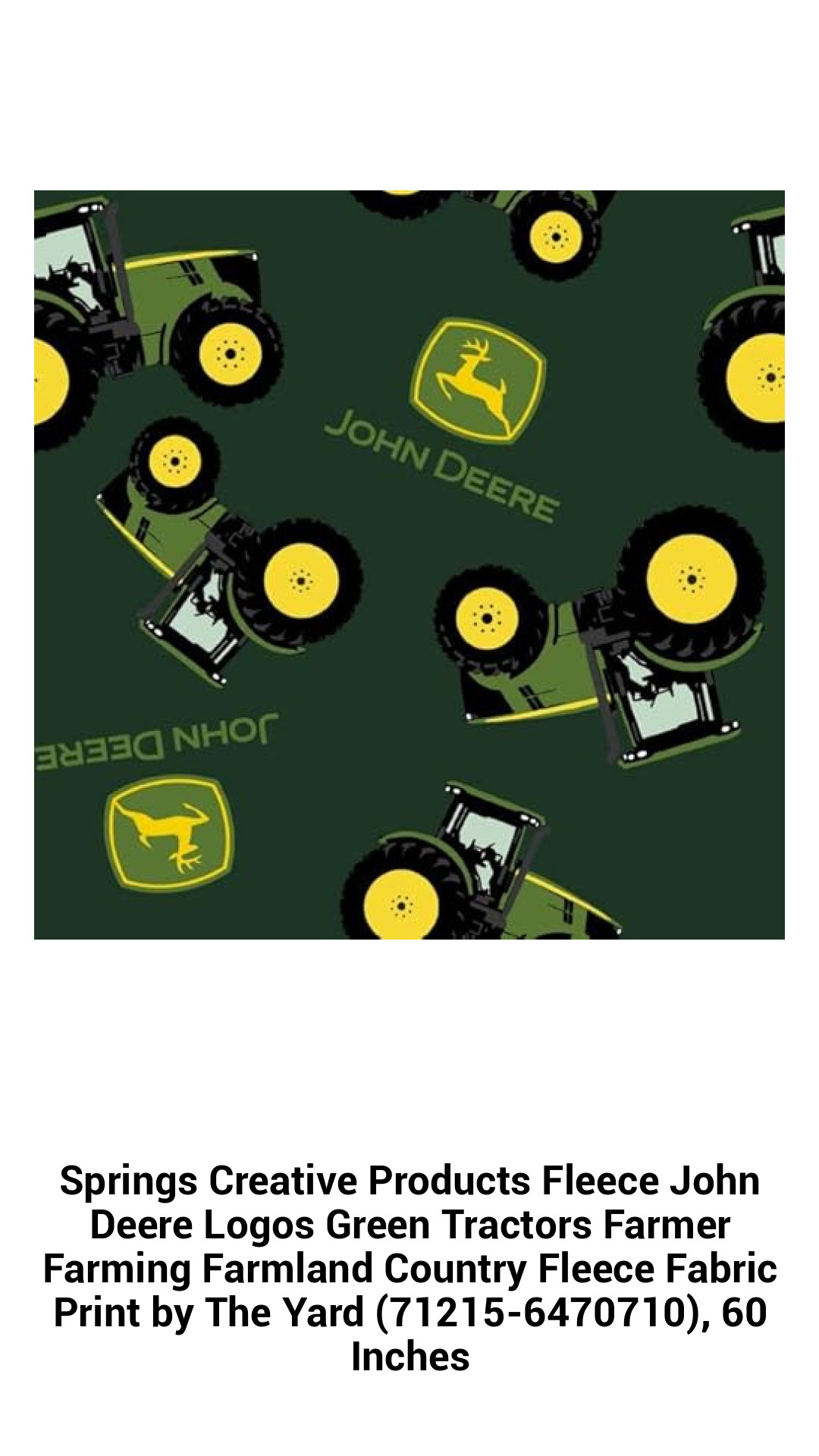 Premium John Deere Fleece Fabric - Green Tractor Print for Farm-Inspired DIY Projects - 60 Inch Wide, Sold by the Yard