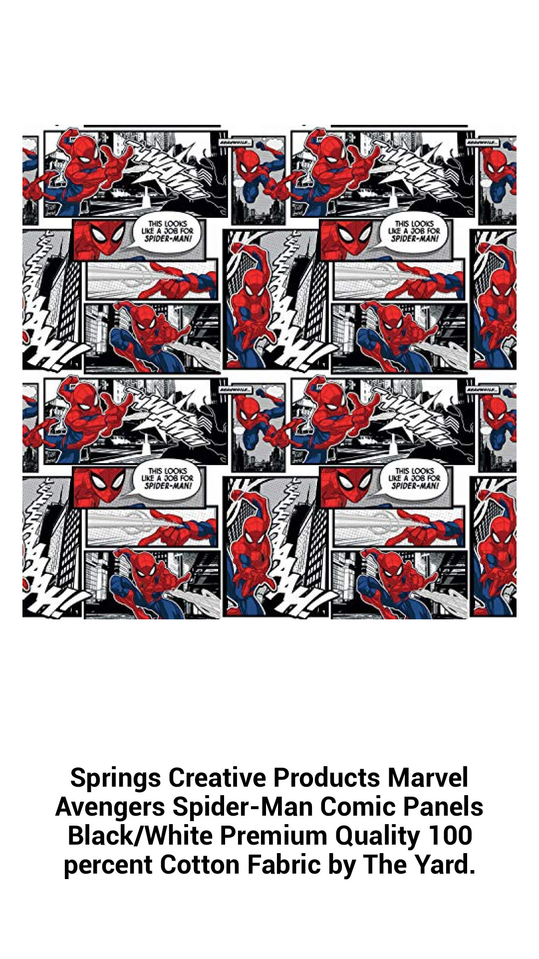 Premium Quality 100% Cotton Marvel Avengers Spider-Man Comic Panels Fabric - Black & White Design Sold by the Yard