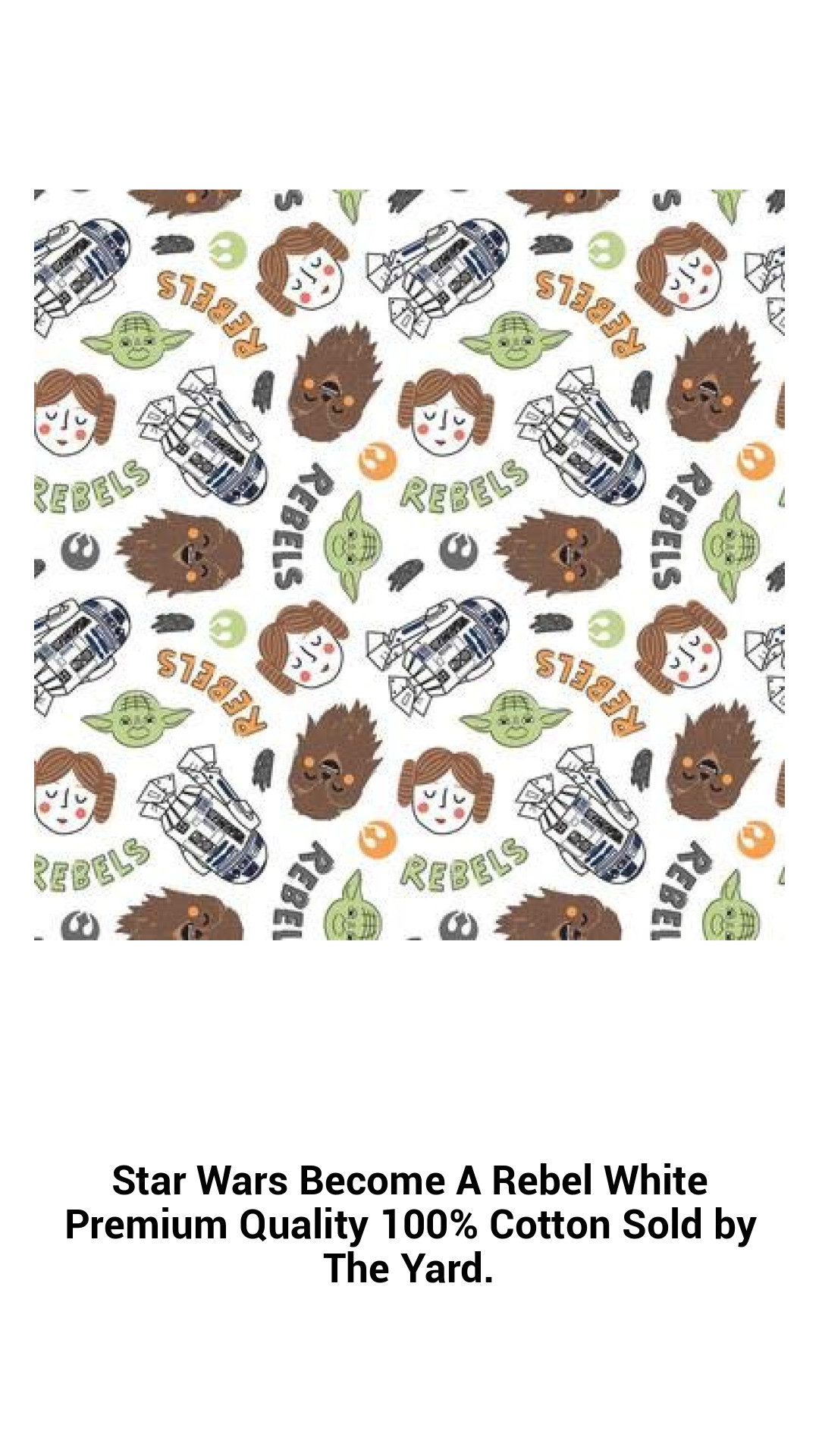 Star Wars Rebel Alliance White Cotton Fabric - Premium Quality, 100% Cotton Sold by the Yard for Creative Projects