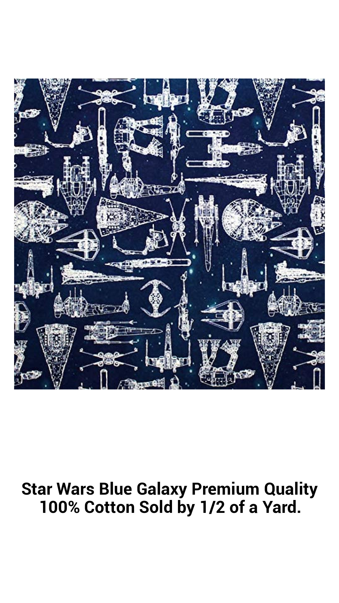Premium Quality Star Wars Blue Galaxy 100% Cotton Fabric - Perfect for Crafts & Cosplay Sold by 1/2 Yard