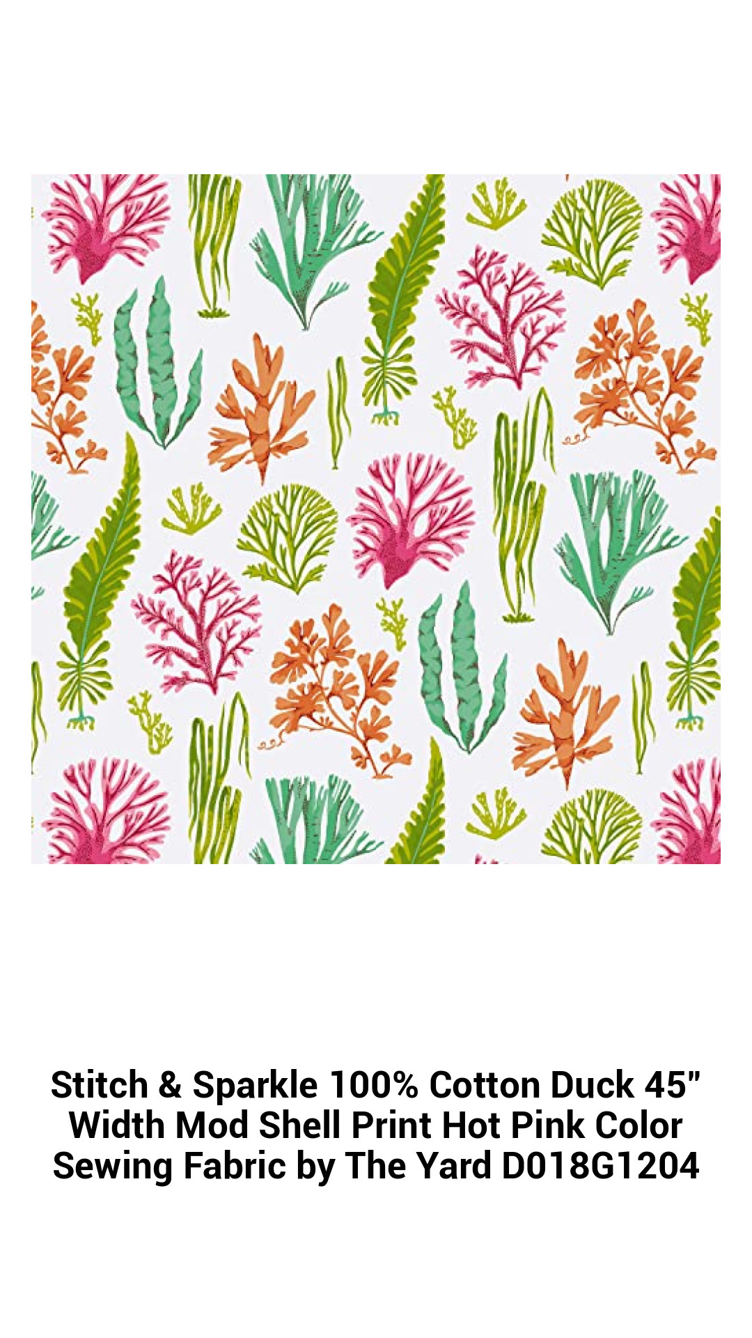 Vibrant Hot Pink 100% Cotton Duck Fabric - 45" Wide Mod Shell Print for Quilting & Home Decor by the Yard