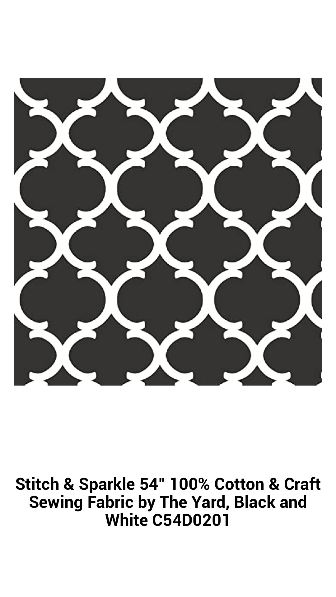 Stitch & Sparkle 54" 100% Cotton & Craft Sewing Fabric by The Yard, Black and White C54D0201 Stitch & Sparkle 54" 100% Cotton & Craft Sewing Fabric by The Yard, Black and White C54D0201