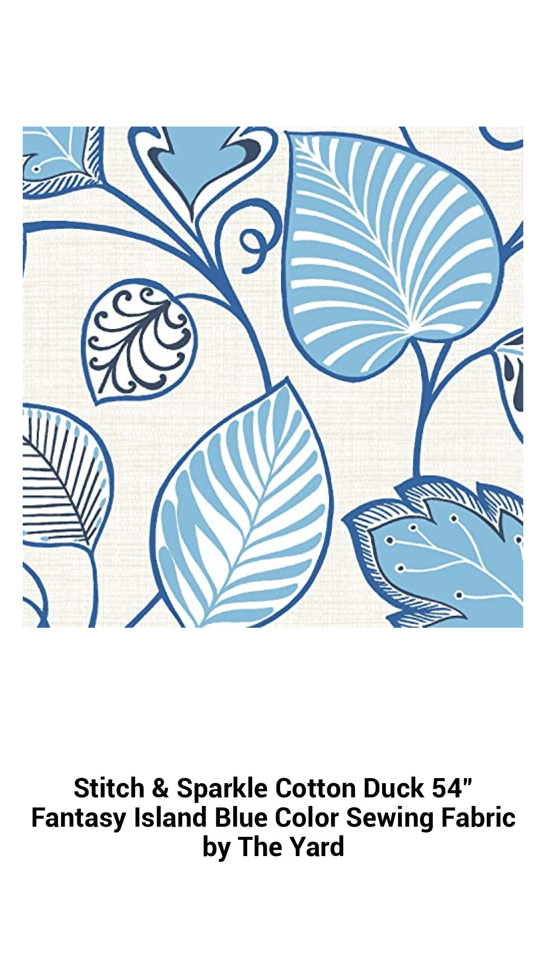 Stitch & Sparkle Cotton Duck 54" Fantasy Island Blue Color Sewing Fabric by The Yard Stitch & Sparkle Cotton Duck 54" Fantasy Island Blue Color Sewing Fabric by The Yard