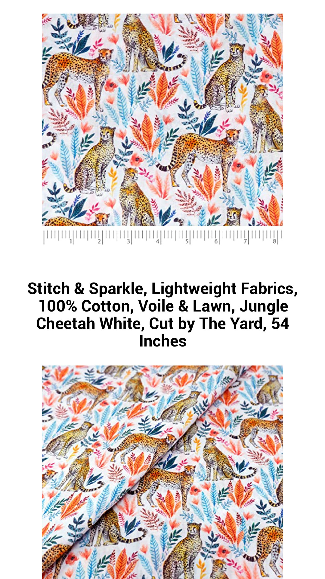 Jungle Cheetah 100% Cotton Voile & Lawn Fabric – Lightweight, Soft & Perfect for Apparel and Quilting – Sold by the Yard, 54 Inches Wide