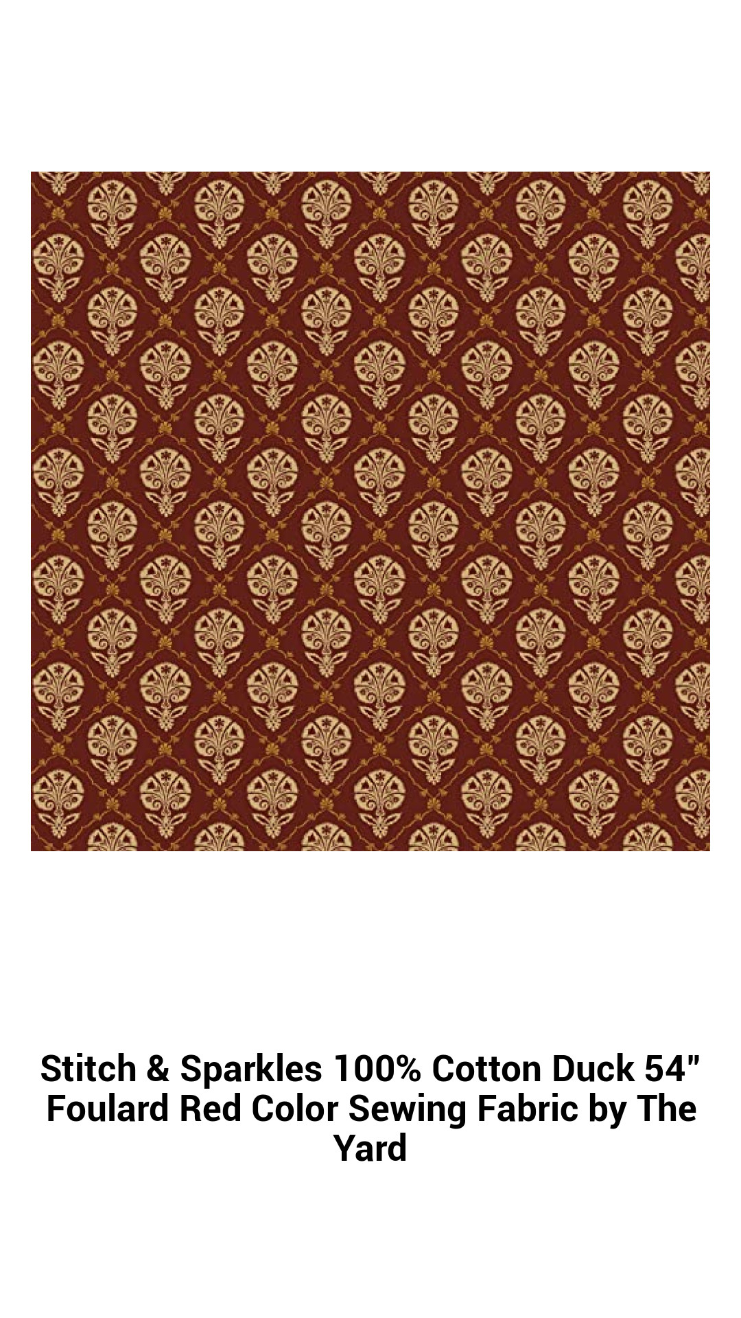 Stitch & Sparkles 100% Cotton Duck 54" Foulard Red Color Sewing Fabric by The Yard Stitch & Sparkles 100% Cotton Duck 54" Foulard Red Color Sewing Fabric by The Yard