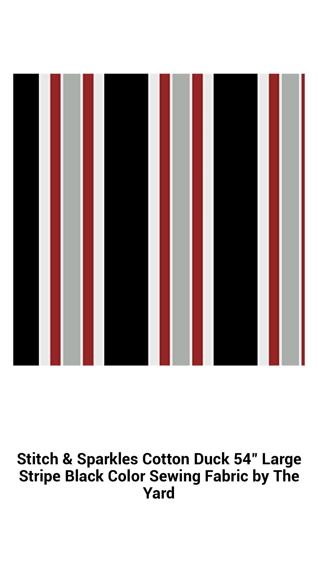 Stitch & Sparkles Cotton Duck 54" Large Stripe Black Color Sewing Fabric by The Yard Stitch & Sparkles Cotton Duck 54" Large Stripe Black Color Sewing Fabric by The Yard