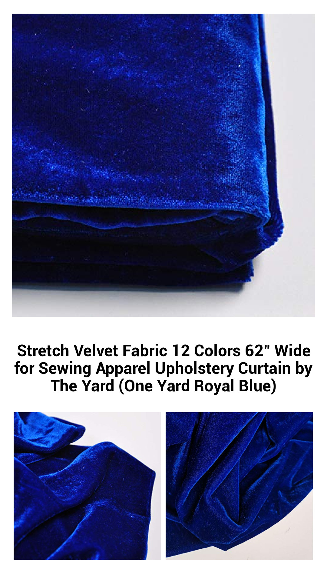 Luxurious Stretch Velvet Fabric - 12 Vibrant Colors, 62" Wide Premium Quality for Sewing, Upholstery, and Curtain Projects by the Yard