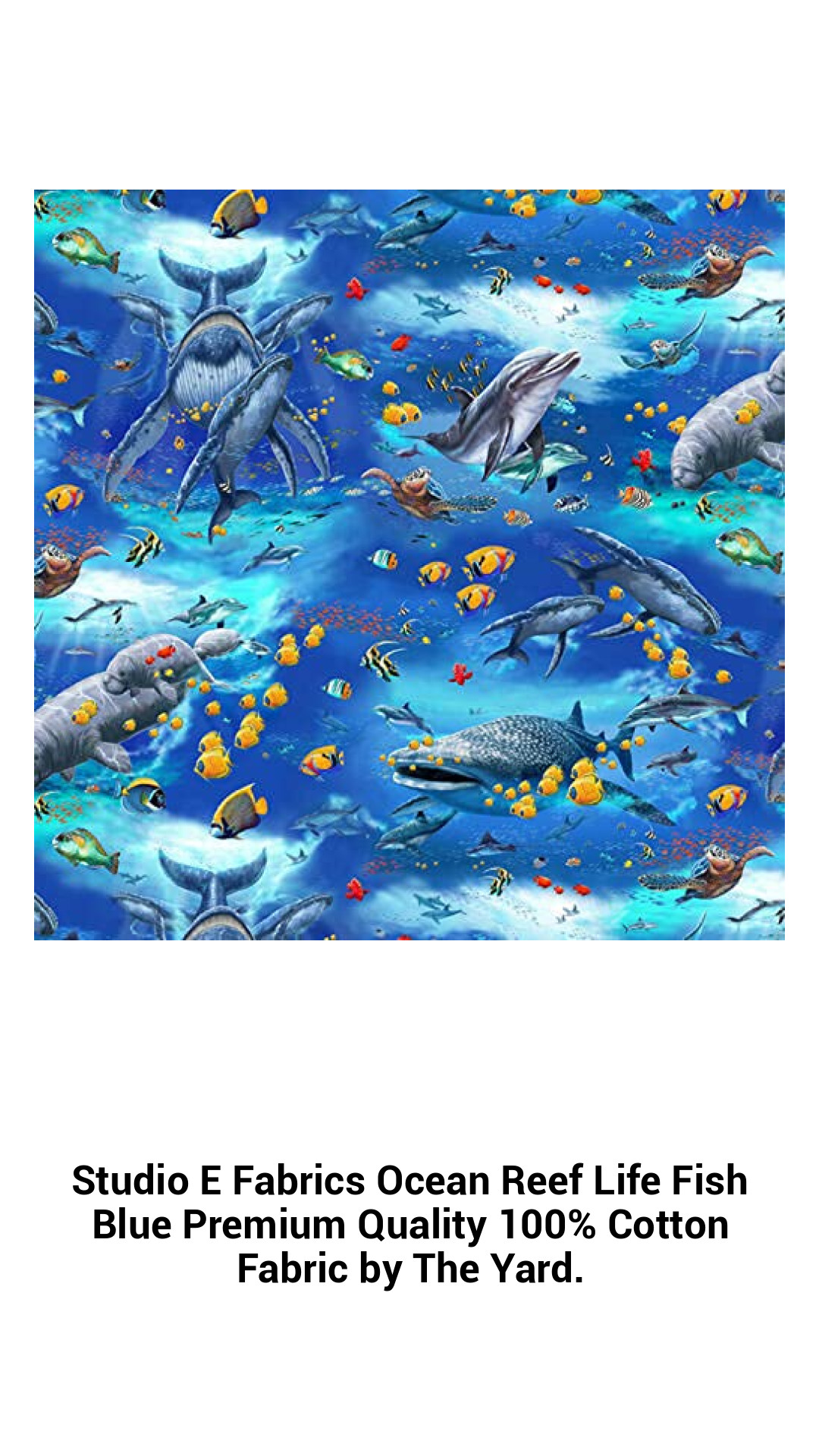 Ocean Reef Bliss: Premium 100% Cotton Fabric Featuring Vibrant Marine Life by the Yard