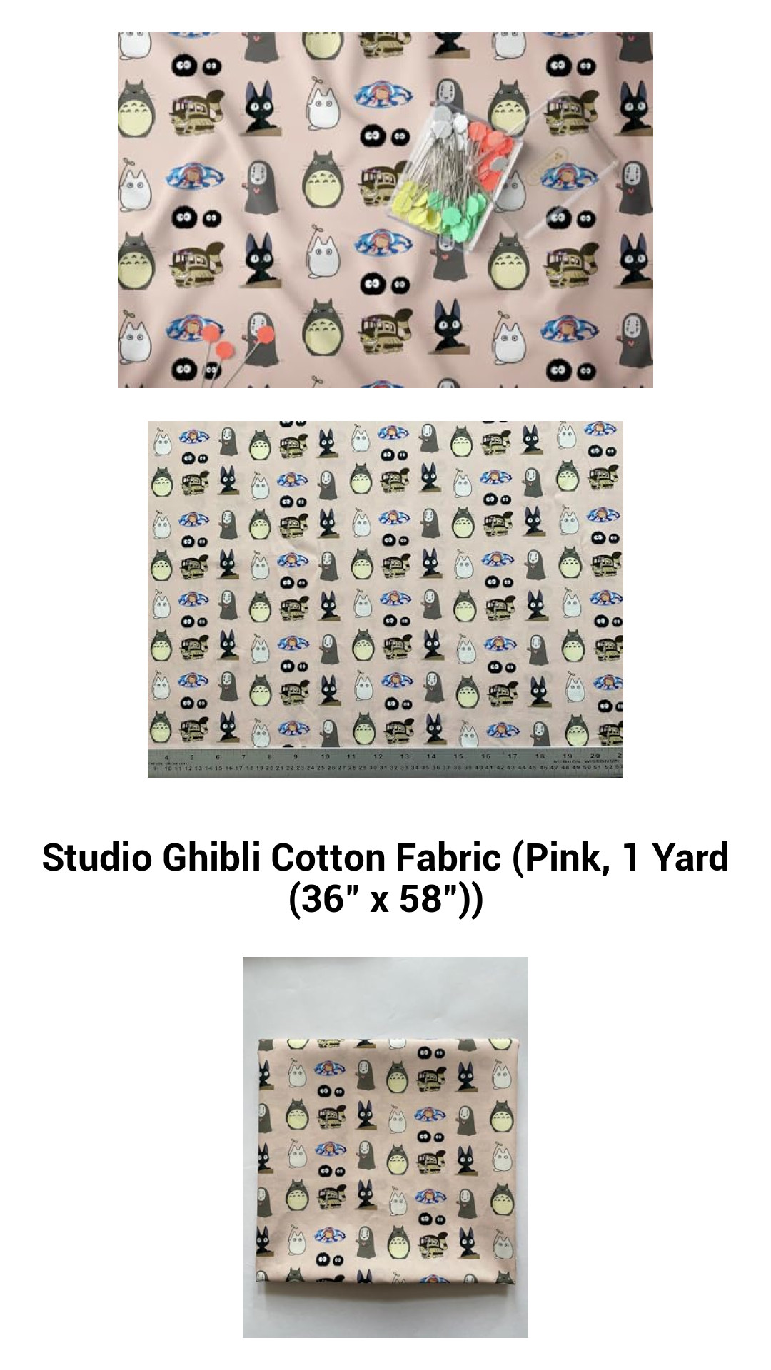 Enchanting Studio Ghibli Pink Cotton Fabric – Premium Quality, Perfect for Crafts & Sewing Projects (1 Yard)