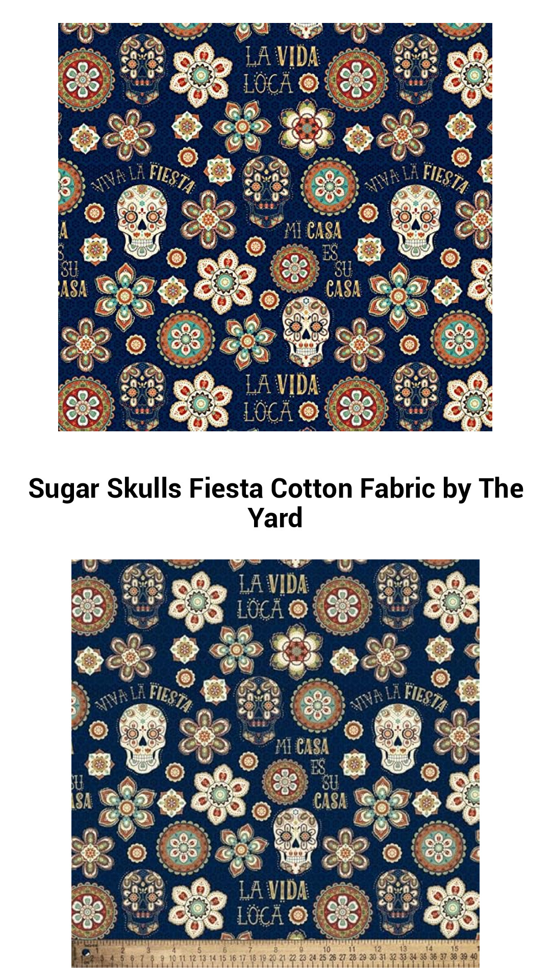 Vibrant Sugar Skulls Fiesta Cotton Fabric - Perfect for Quilting, Crafts, and Fashion Projects by the Yard