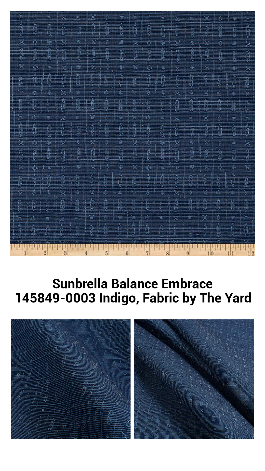 Premium Sunbrella Balance Embrace Indigo Fabric by the Yard – Versatile, Durable, and Stylish Upholstery Solution
