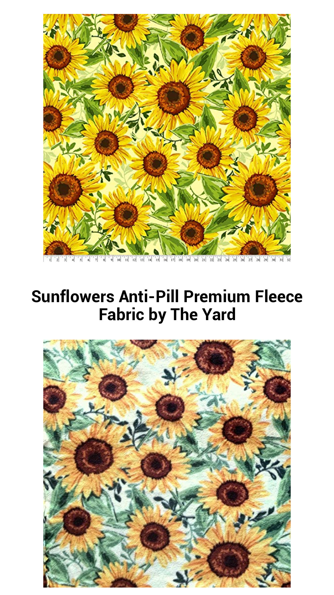 Premium Sunflower Anti-Pill Fleece Fabric by the Yard - Luxurious Softness for Crafting and Home Décor