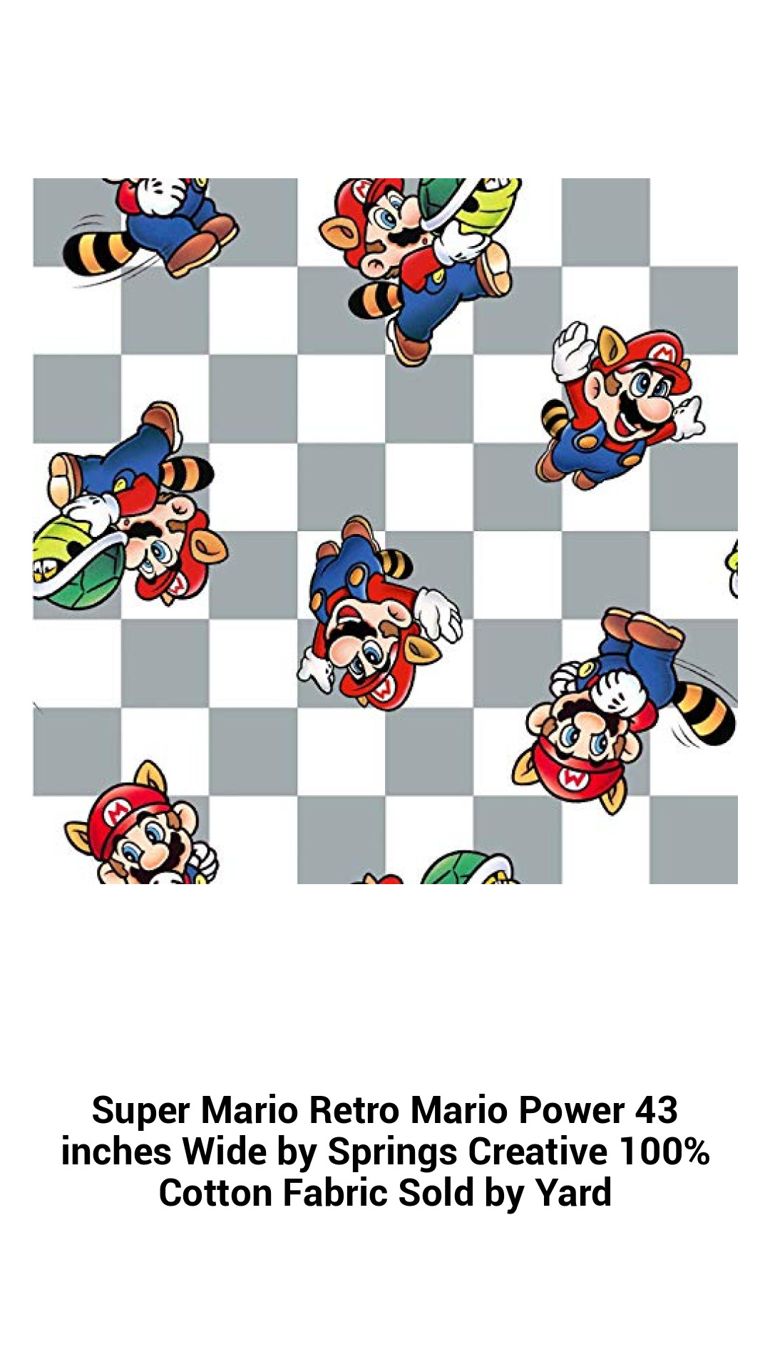 Super Mario Retro Cotton Fabric - 43-Inch Wide, Colorful Mario Power Print by Springs Creative - Sold by the Yard for Creative Projects