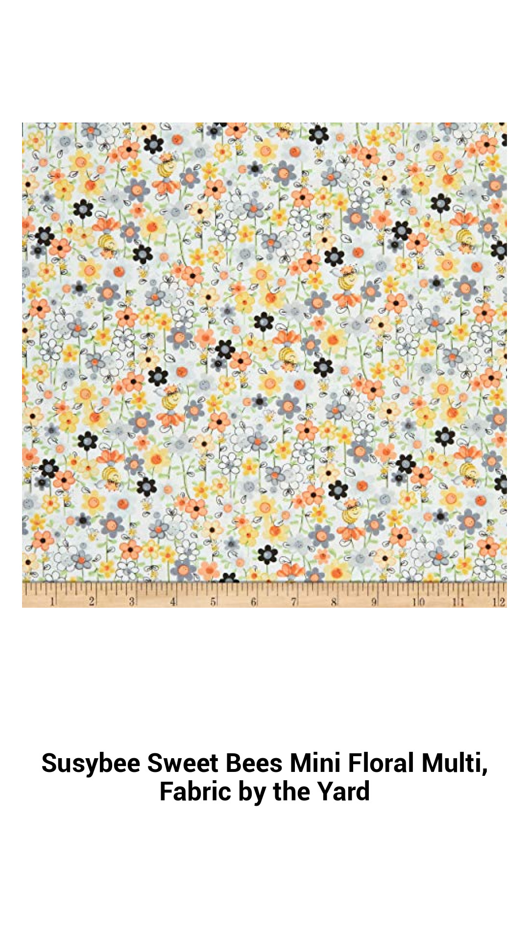 Susybee Sweet Bees Mini Floral Fabric by the Yard - Perfect for Quilting, Crafts, and Home Décor
