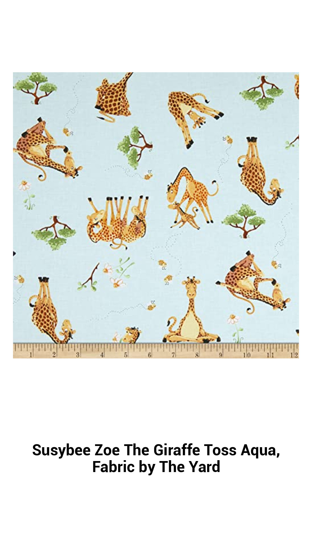 Susybee Zoe The Giraffe Toss Aqua, Fabric by The Yard Susybee Zoe The Giraffe Toss Aqua, Fabric by The Yard