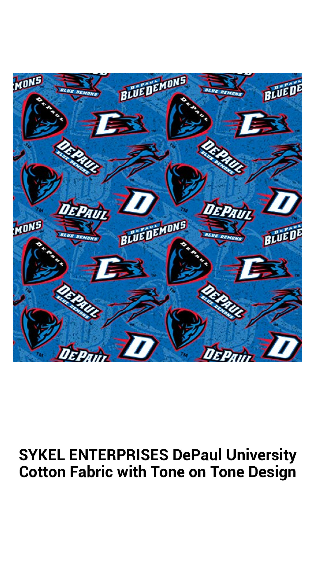 SYKEL ENTERPRISES DePaul University Cotton Fabric with Tone on Tone Design SYKEL ENTERPRISES DePaul University Cotton Fabric with Tone on Tone Design