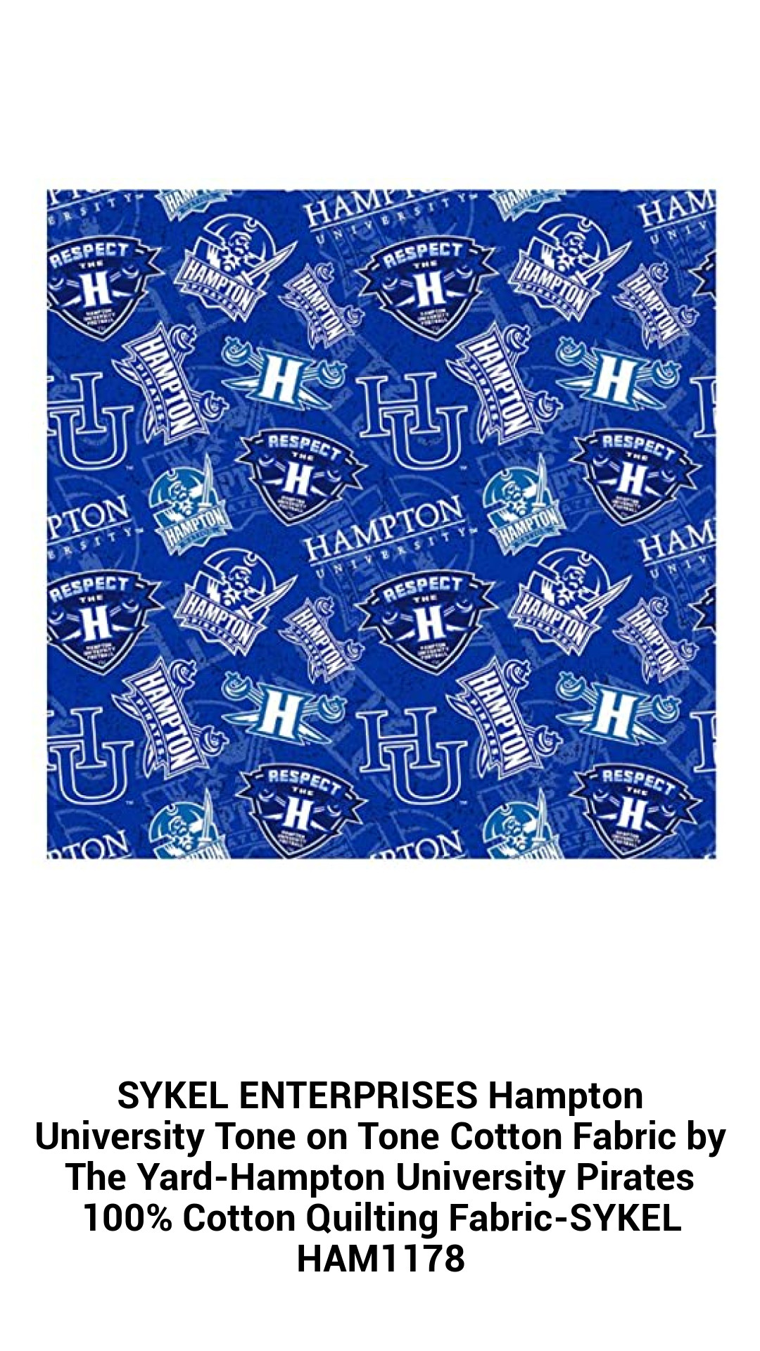 Premium Hampton University Pirates Tone on Tone Quilting Cotton Fabric - 100% Cotton by The Yard for Creative Projects