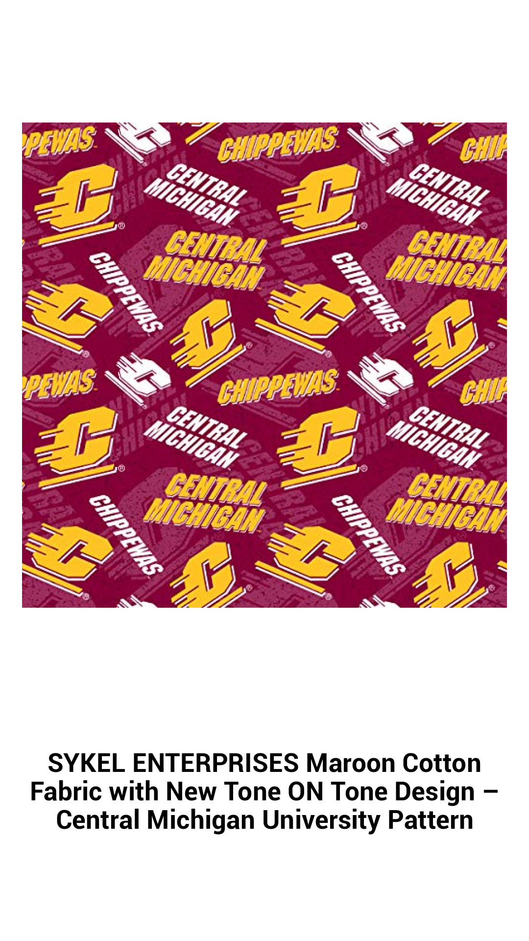Premium Maroon Cotton Fabric with Elegant Tone-on-Tone Design – Perfect for Central Michigan University Fans