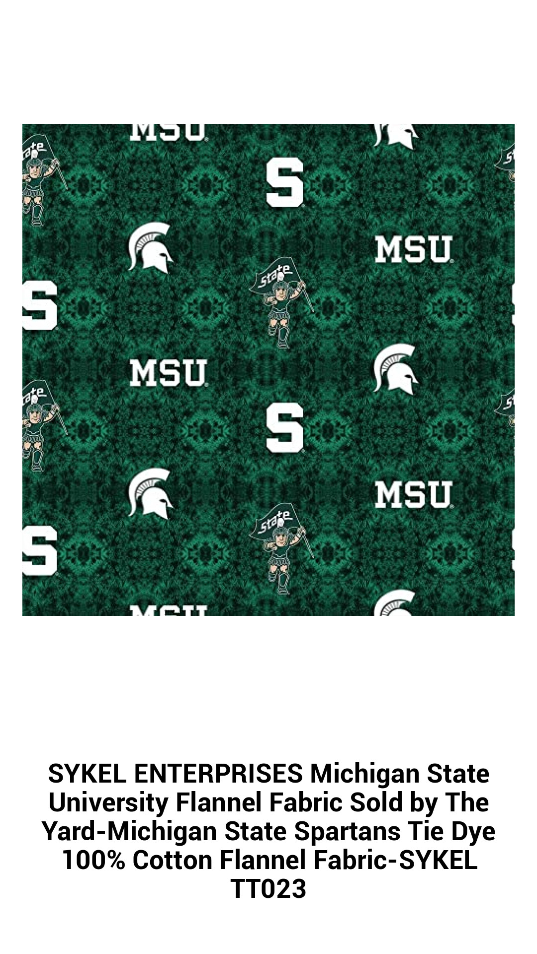 SYKEL ENTERPRISES Michigan State University Flannel Fabric Sold by The Yard-Michigan State Spartans Tie Dye 100% Cotton Flannel Fabric-SYKEL TT023 SYKEL ENTERPRISES Michigan State University Flannel Fabric Sold by The Yard-Michigan State Spartans Tie Dye 100% Cotton Flannel Fabric-SYKEL TT023