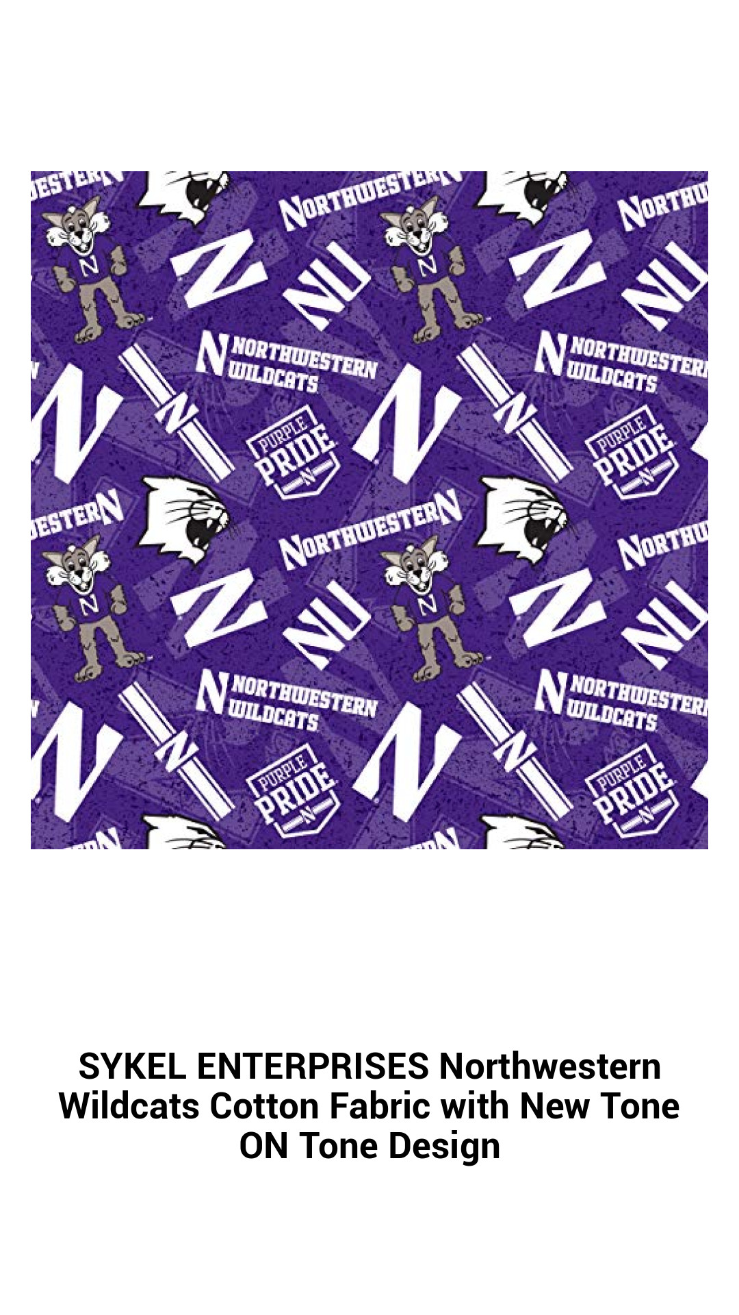Premium Northwestern Wildcats Cotton Fabric in Sophisticated Tone-on-Tone Design for Creative Projects
