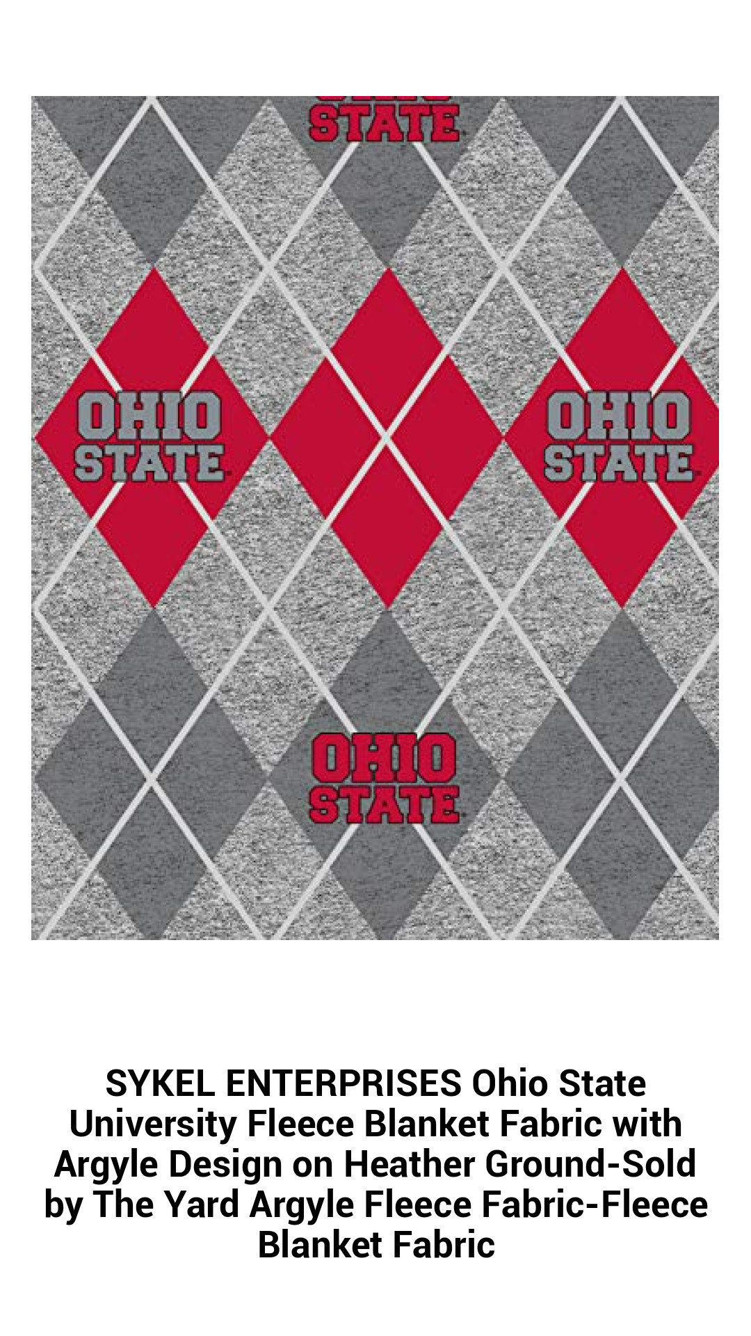 Ohio State University Argyle Fleece Blanket Fabric - Premium Quality Fleece for Cozy Comfort, Sold by the Yard