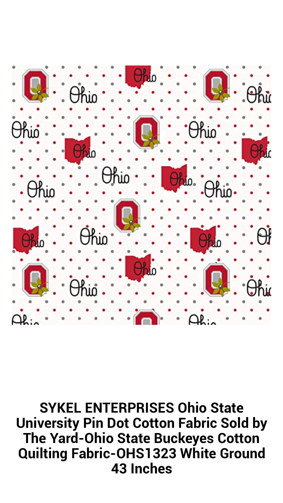Premium Ohio State University Pin Dot Cotton Fabric – Versatile Quilting Material in Classic Buckeyes Design, 43 Inches Wide, Sold by the Yard