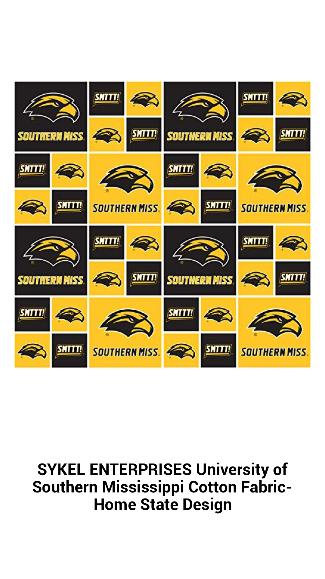Southern Mississippi Pride Cotton Fabric – Premium Quality Home State Design for Crafting and Quilting