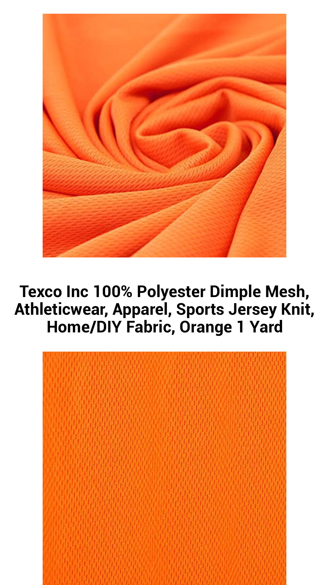 Premium Orange Dimple Mesh Fabric by Texco Inc – Versatile 100% Polyester Athleticwear & DIY Material for Sports Jerseys and Home Projects – 1 Yard
