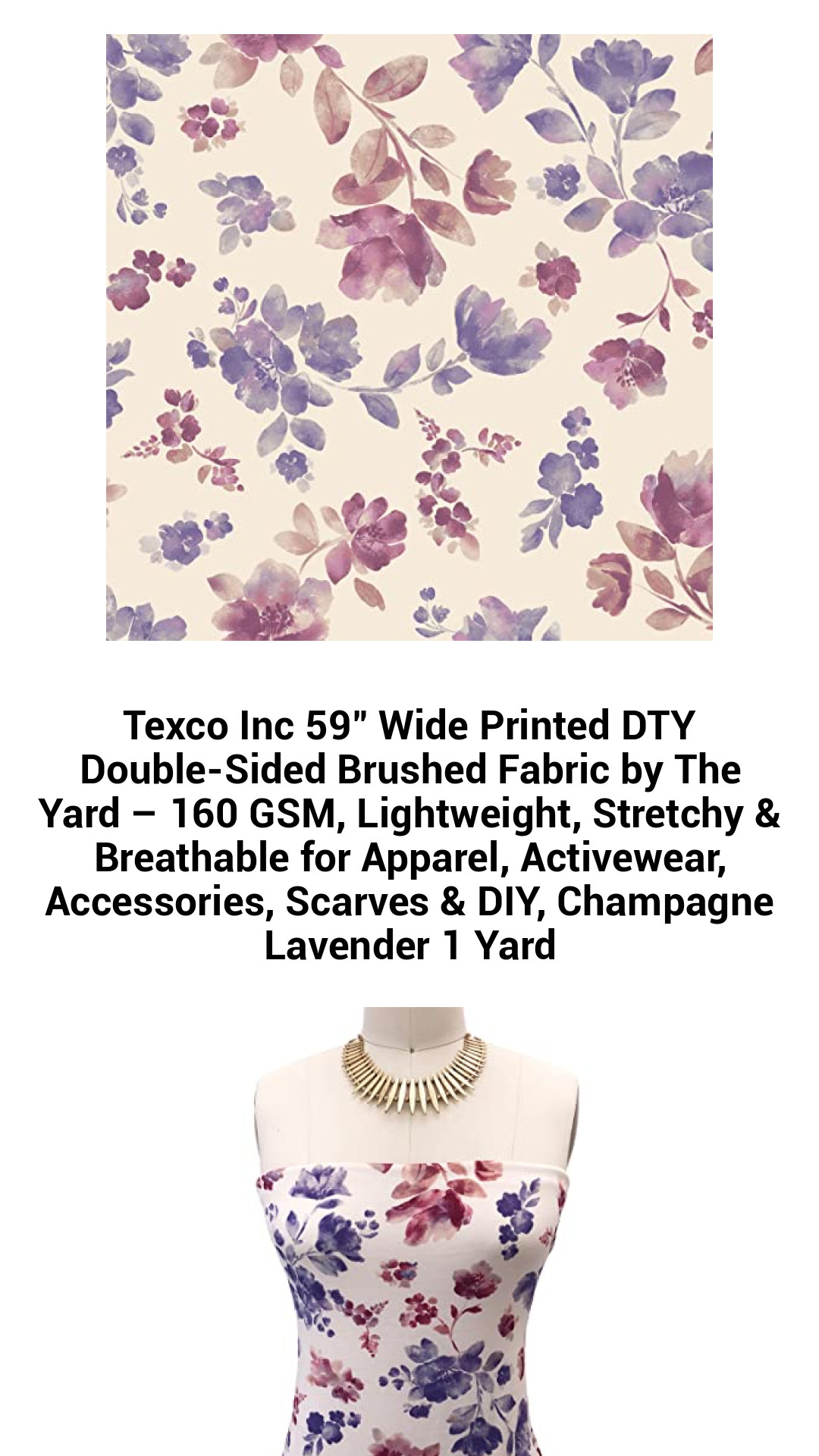 Luxurious Champagne Lavender DTY Double-Sided Brushed Fabric – 59" Wide, 160 GSM, Lightweight & Stretchy for Fashion, Activewear, and DIY Projects