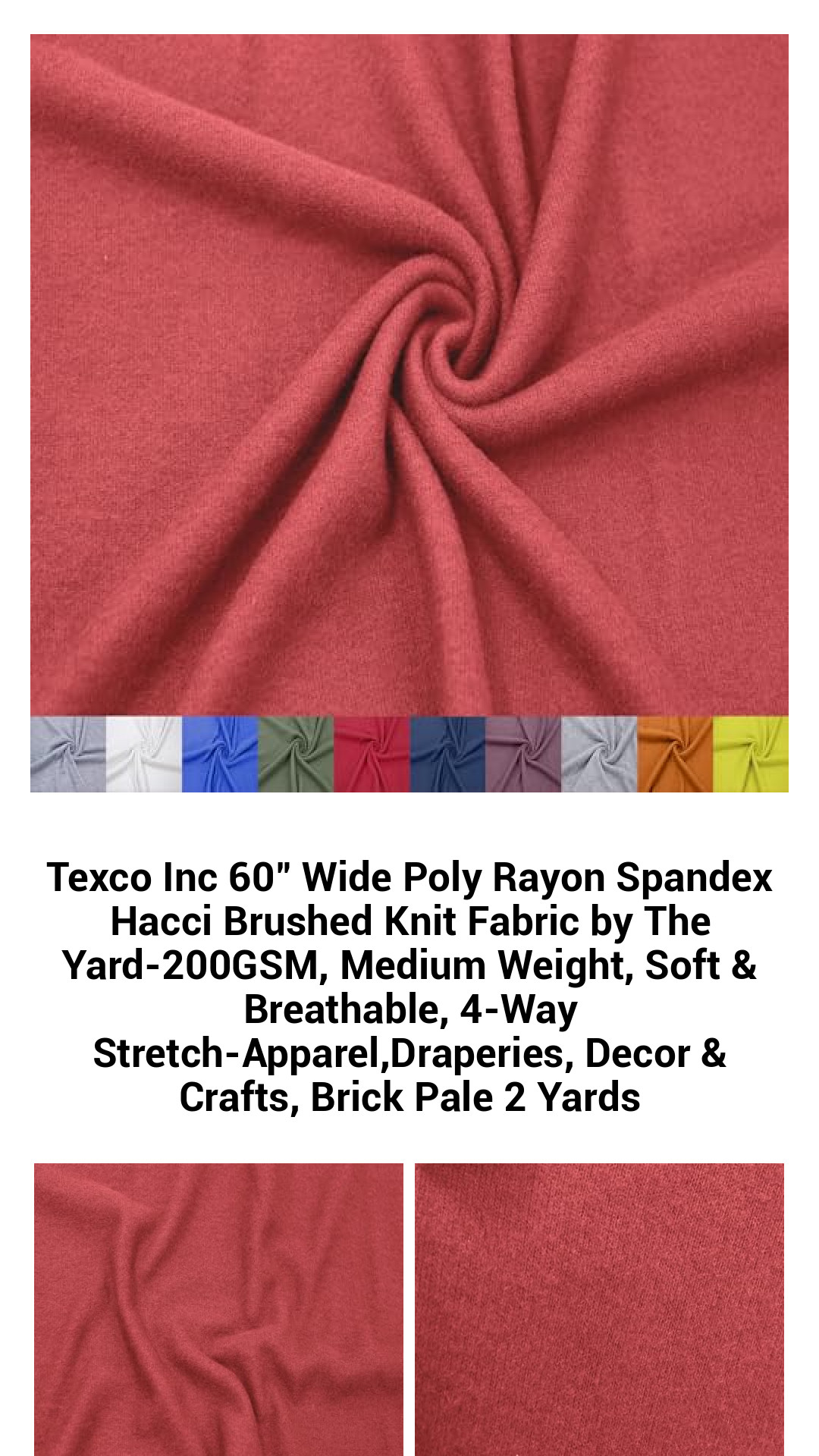 Luxurious 60-Inch Wide Brushed Knit Fabric - Soft Poly Rayon Spandex, 200GSM Medium Weight for Apparel, Drapery, Crafts & More in Trendy Brick Pale - Buy by the Yard