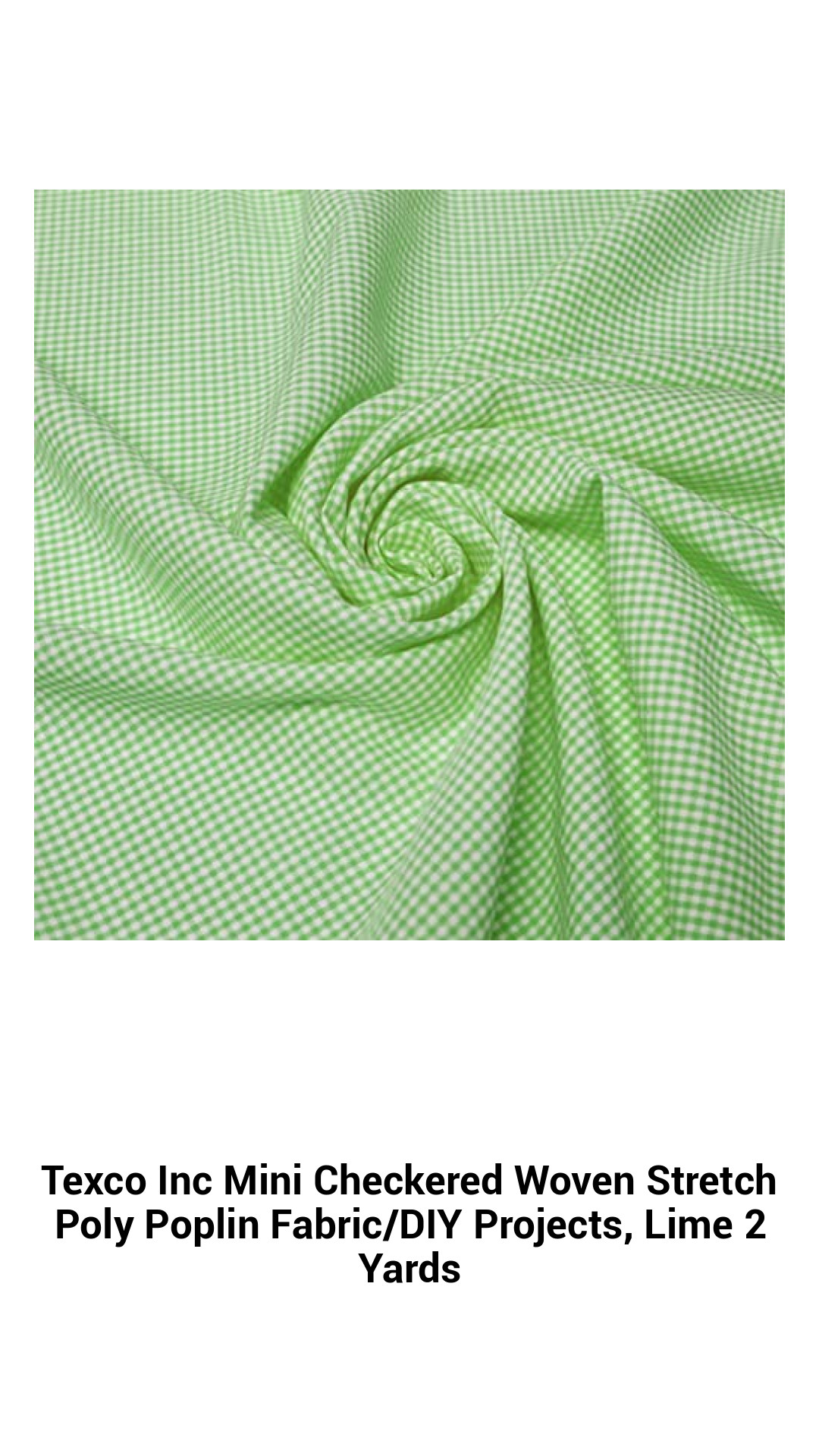 Premium Lime Mini Checkered Poly Poplin Fabric for Creative DIY Projects - 2 Yards of Versatile Textile