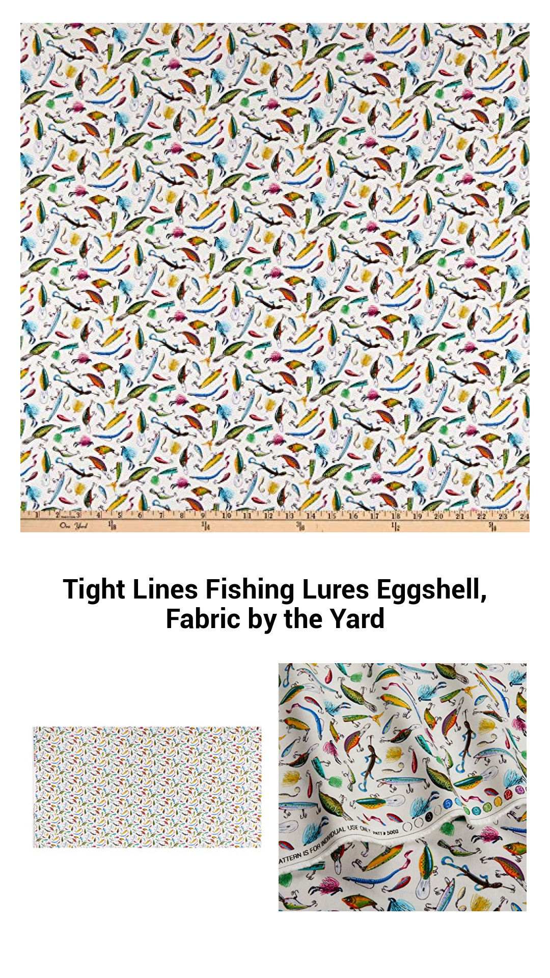 Versatile Tight Lines Fishing Lures Fabric - Premium Cotton by the Yard for Quilting and Crafts
