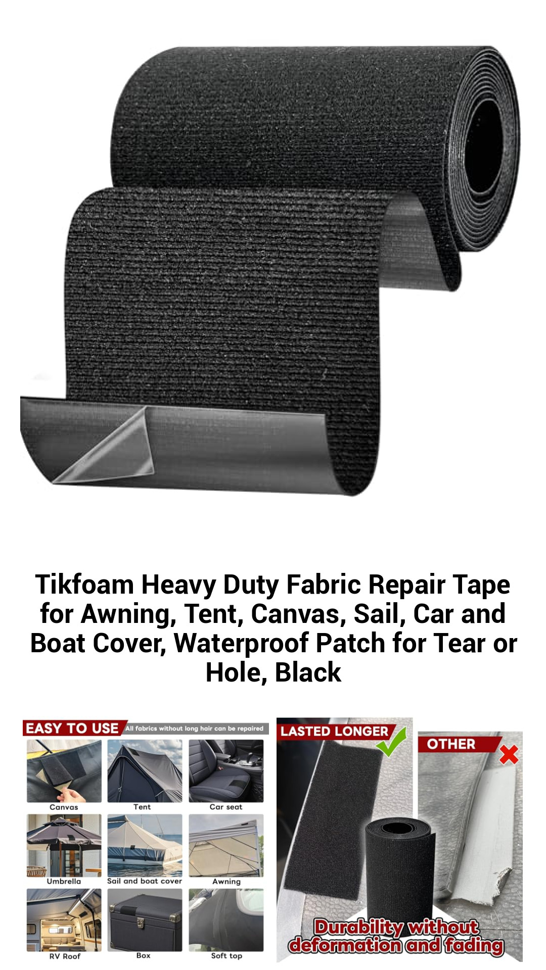 Ultimate Waterproof Fabric Repair Tape – Heavy Duty Solution for Awning, Tent, Canvas, Car, and Boat Covers – Strong Adhesive Patch for Quick Fixes