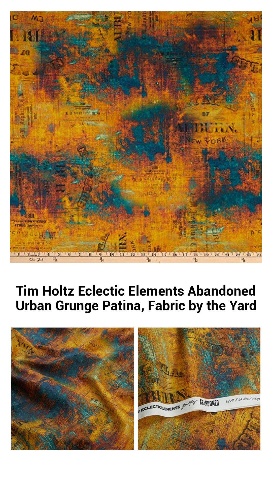 Urban Grunge Patina Fabric by Tim Holtz – Versatile Cotton for Quilting, Crafts, and Home Decor