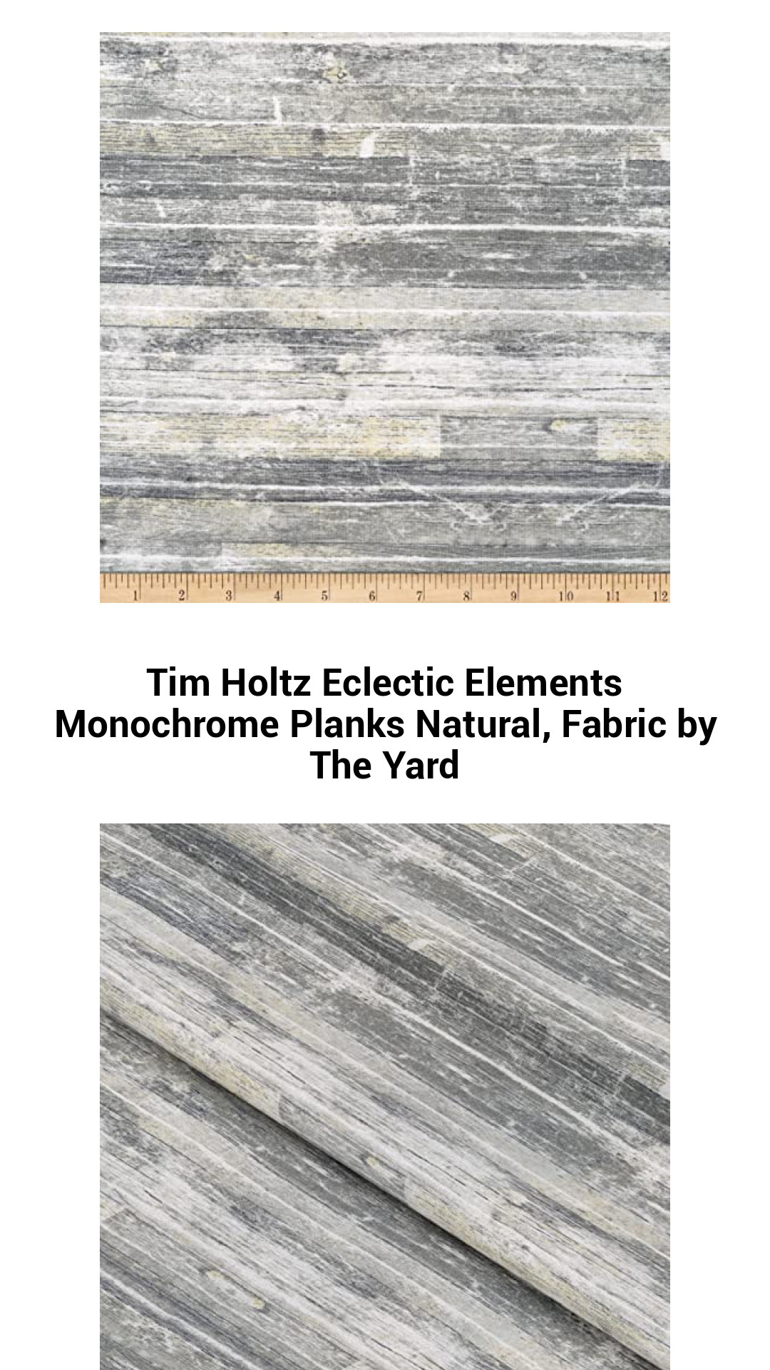Tim Holtz Eclectic Elements Monochrome Planks Natural Cotton Fabric - Premium Quality for Creative Projects by The Yard