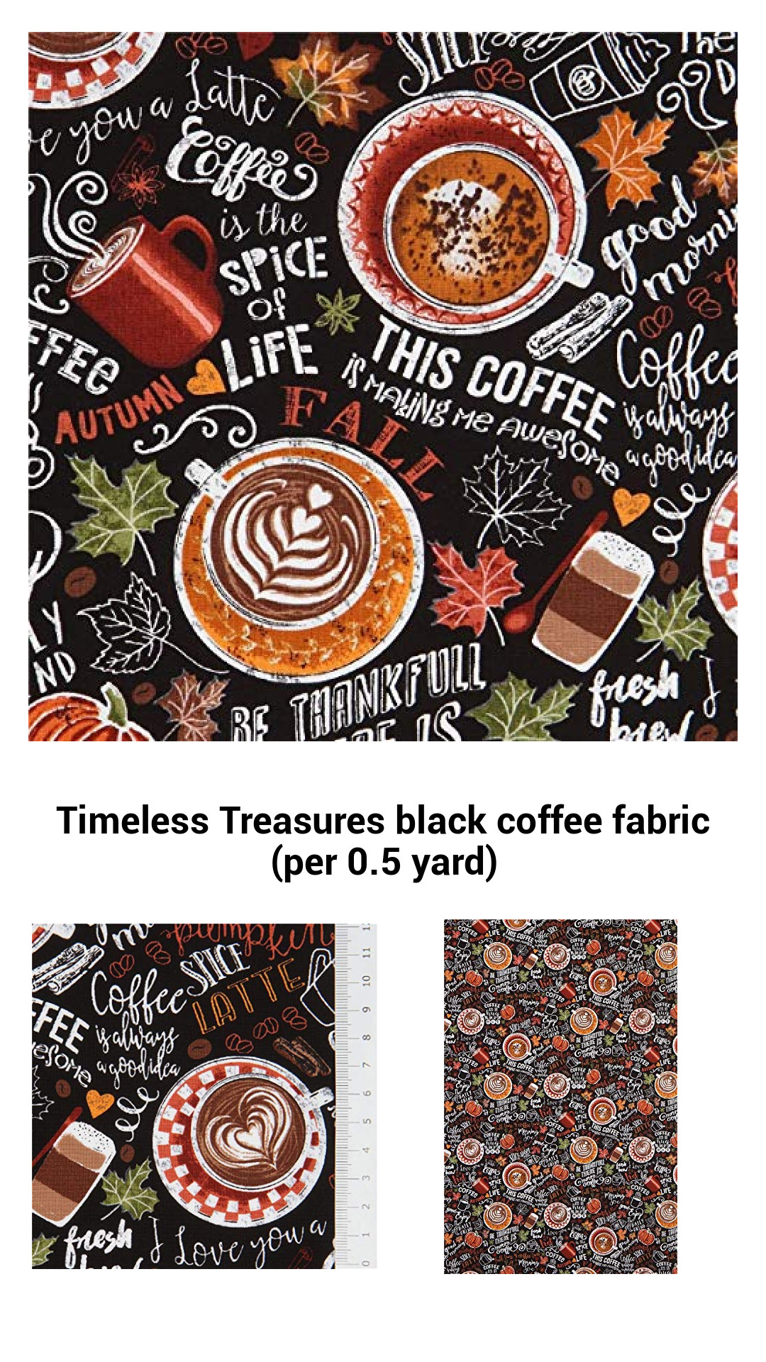 Luxurious Black Coffee Fabric by Timeless Treasures - Premium Quality (Sold by 0.5 Yard)