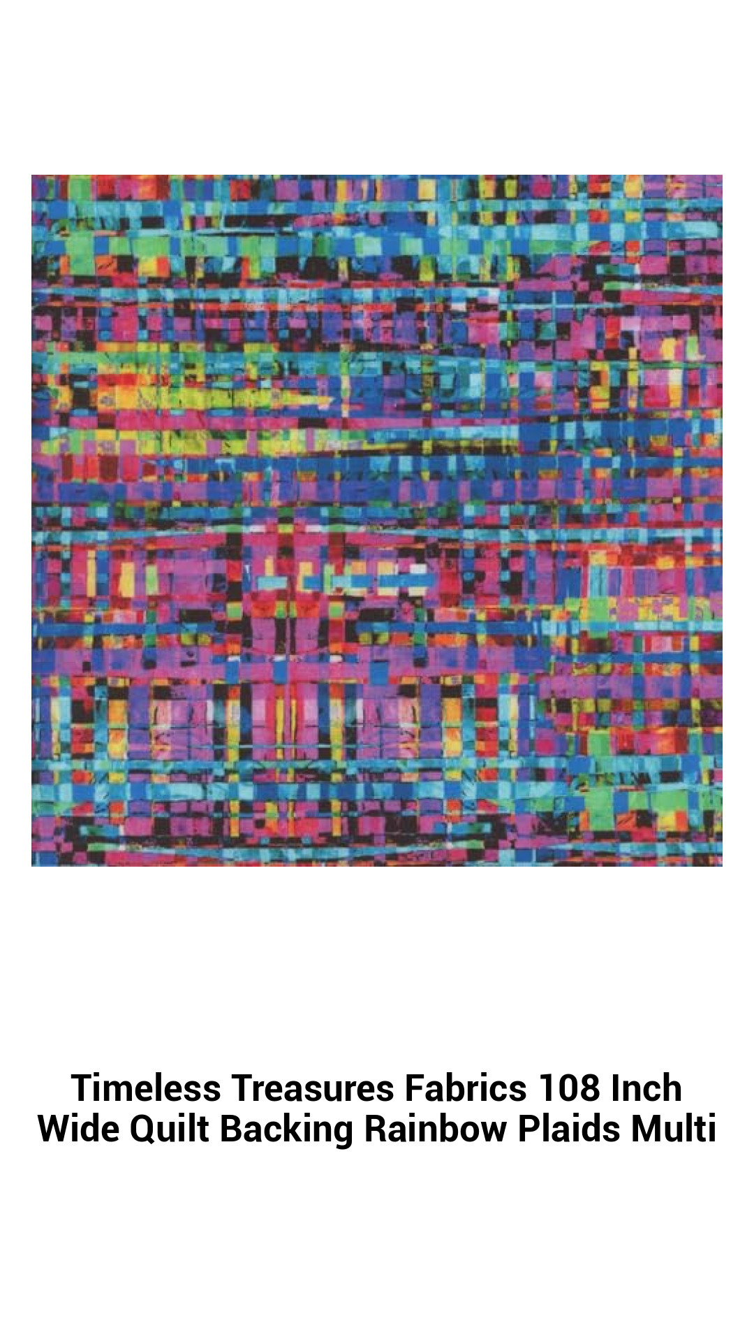 Vibrant Rainbow Plaid Quilt Backing - Extra Wide 108 Inch Cotton Fabric for Stunning Quilts