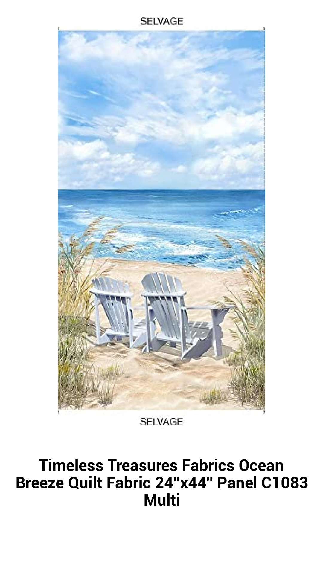 Ocean Breeze Panel Quilt Fabric by Timeless Treasures - 24"x44" Coastal Inspiration for Quilting and Crafting